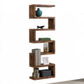 Libreria a giorno in legno a cinque livelli, colore marrone